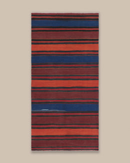 Shahsavan Red, Blue, and Brown Stripe Kilim