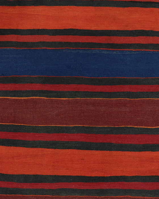 Shahsavan Red, Blue, and Brown Stripe Kilim