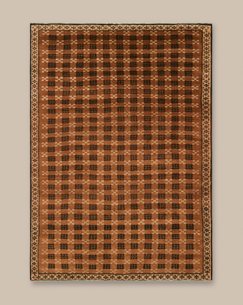 Turkish Beige and Black Geometric Rug