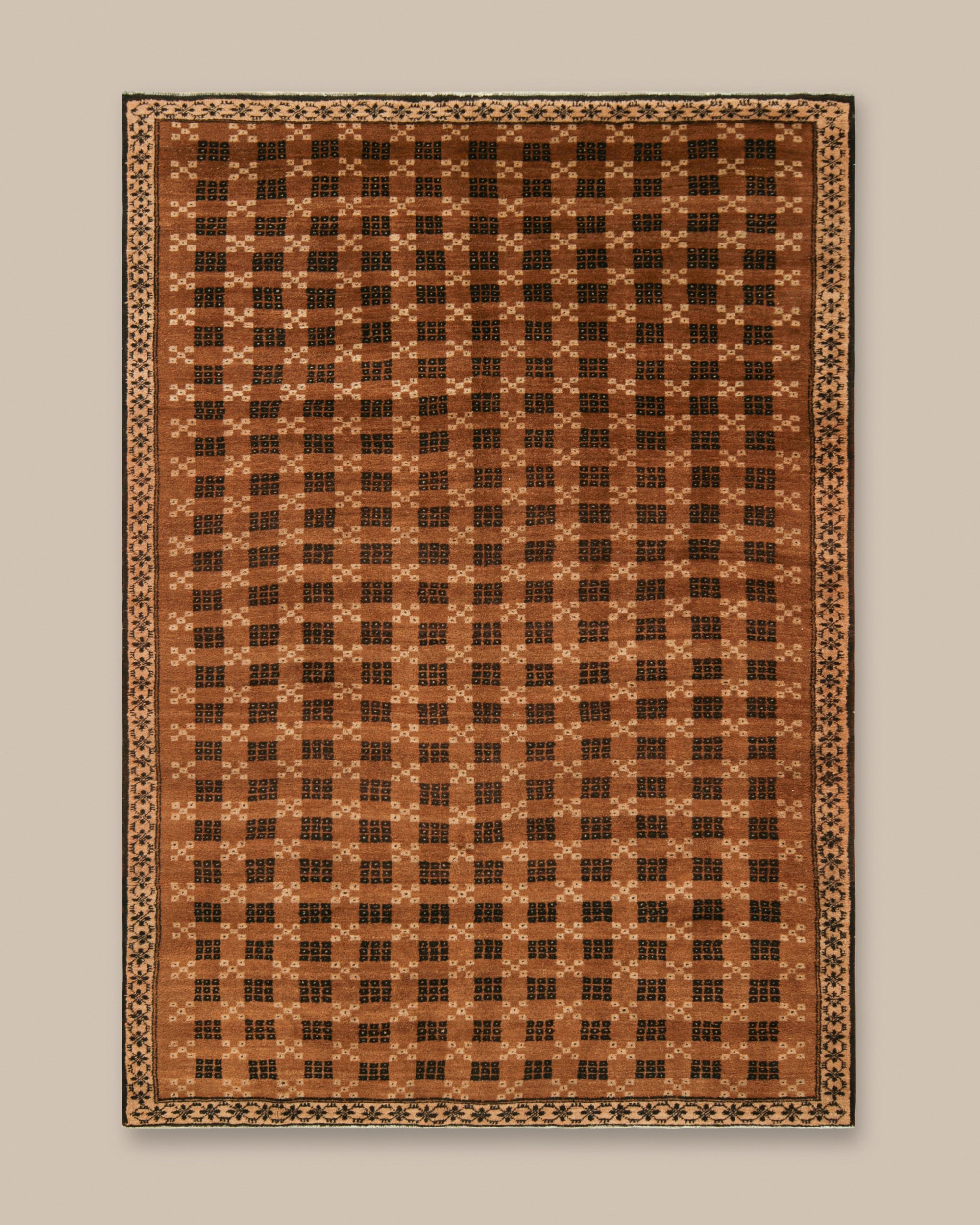 Turkish Beige and Black Geometric Rug