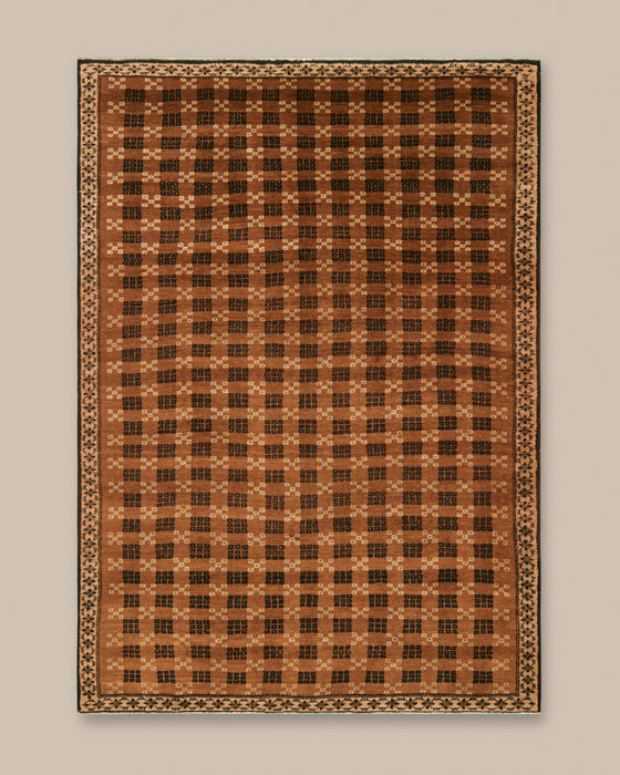 Turkish Beige and Black Geometric Rug
