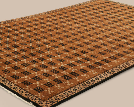 Turkish Beige and Black Geometric Rug