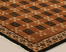 Turkish Beige and Black Geometric Rug