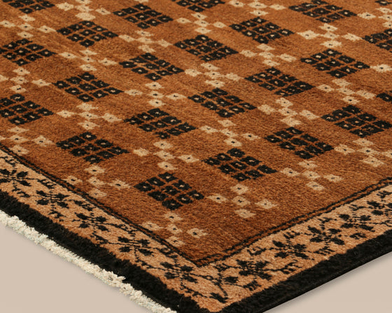 Turkish Beige and Black Geometric Rug