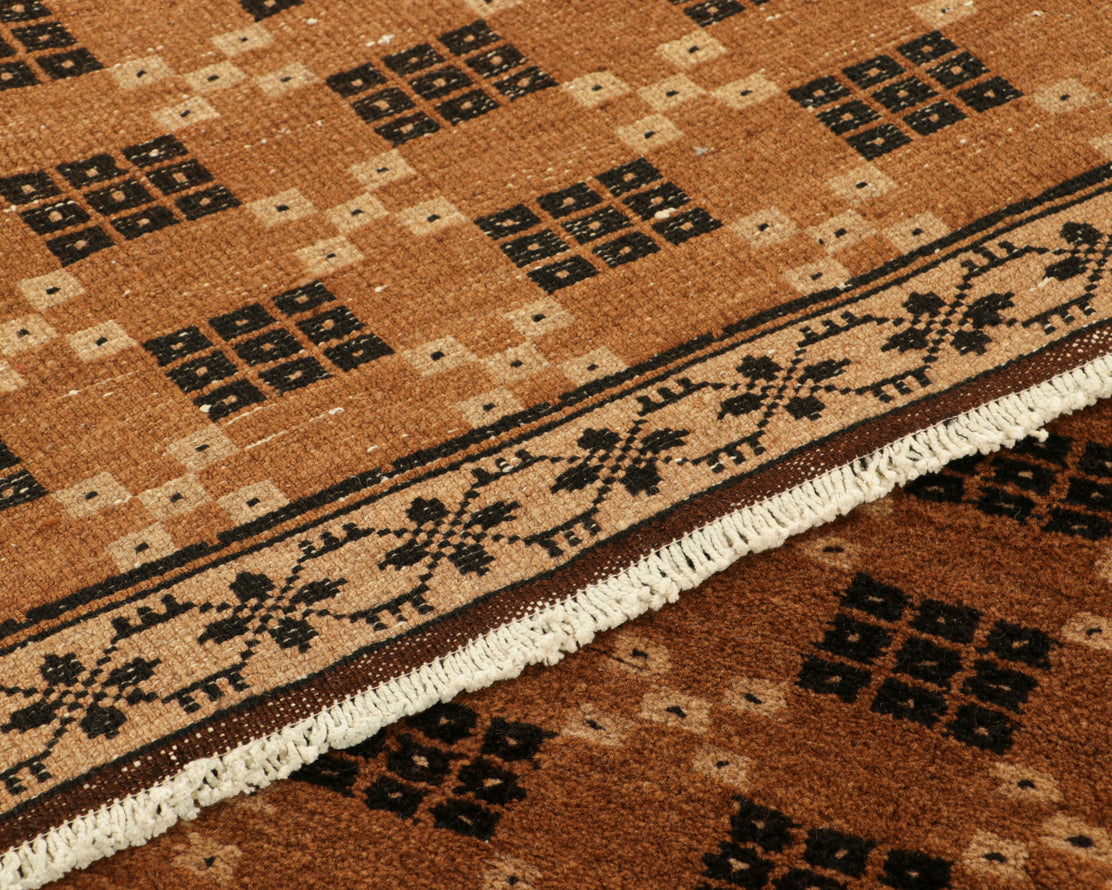 Turkish Beige and Black Geometric Rug