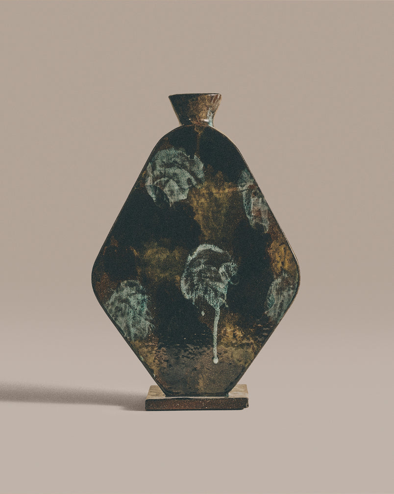 Vertical Abstract Floral Rounded Vase