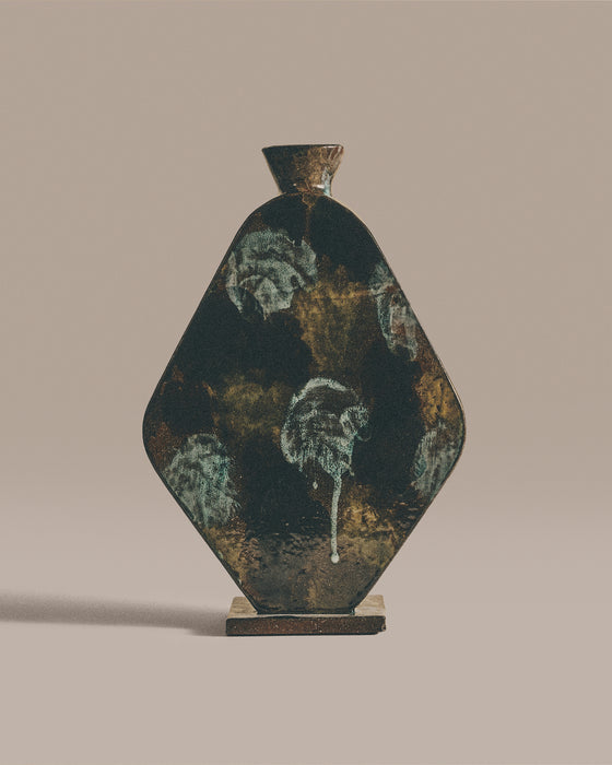 Vertical Abstract Floral Rounded Vase